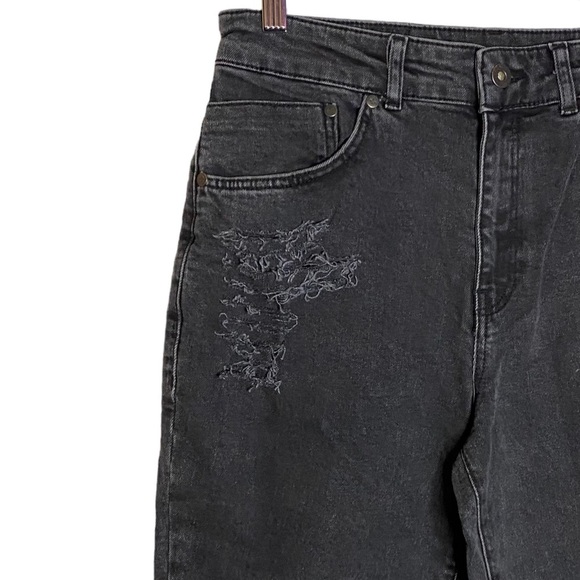 The Ragged Priests High Rise Slim Straight Leg Black Jeans Distressed Ripped 30 - Picture 5 of 15